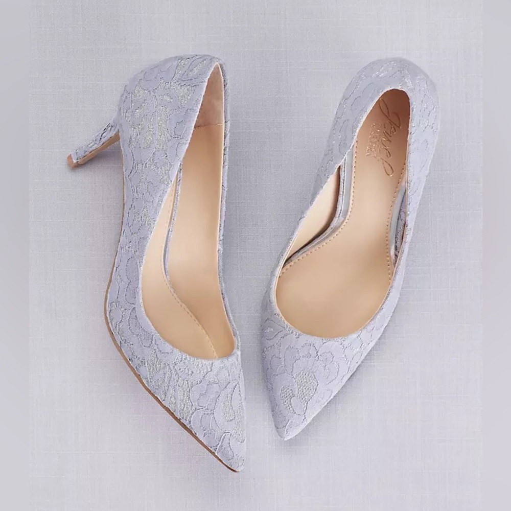 Jewel Badgley Mischka Zuri Lace Overlay Pointed Toe Pumps - Blue Size 6.5